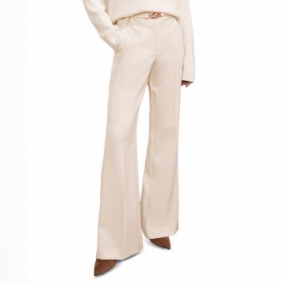 Stella McCartney Pants - Stella McCartney Cream 100% Wool Tailored Flare Trousers Sz 40 US 4/6